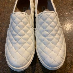 Steve Madden ECENTRCQ White Leather Slip Ons